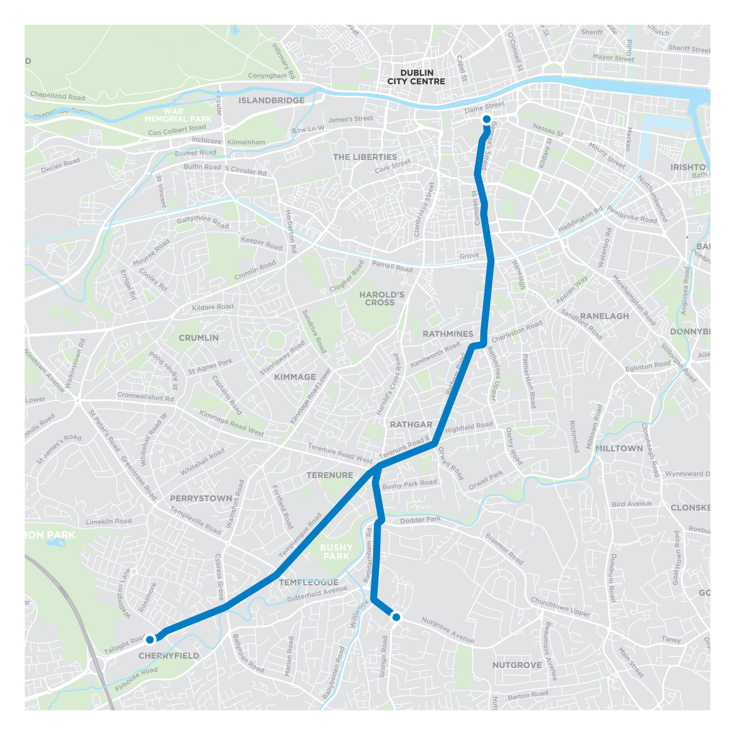 BusConnects: Templeogue / Rathfarnham to City centre